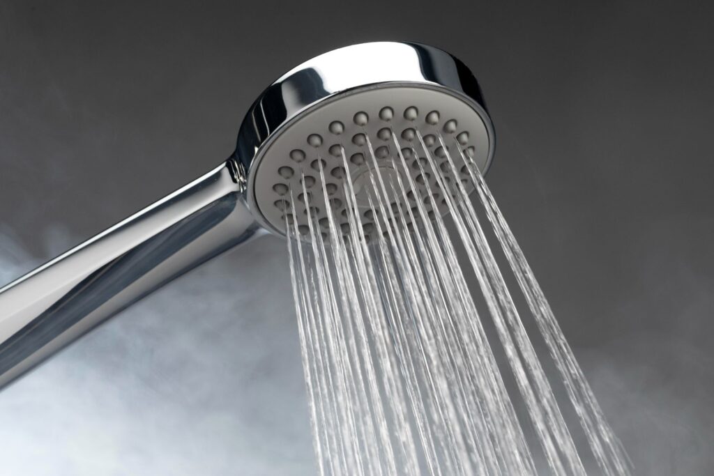 Black Shower head with hot water